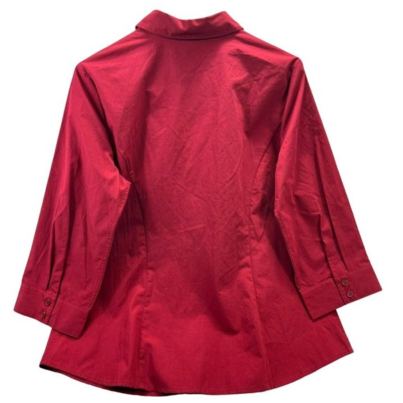 CHRISTOPHER & BANKS, Women DRESS SHIRT, 3/4 LONG sleeve, COLOR RED, SIZE M - Picture 2 of 9